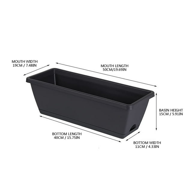 Window Boxes Planters, Black Rectangle Planters Box with Drainage Holes