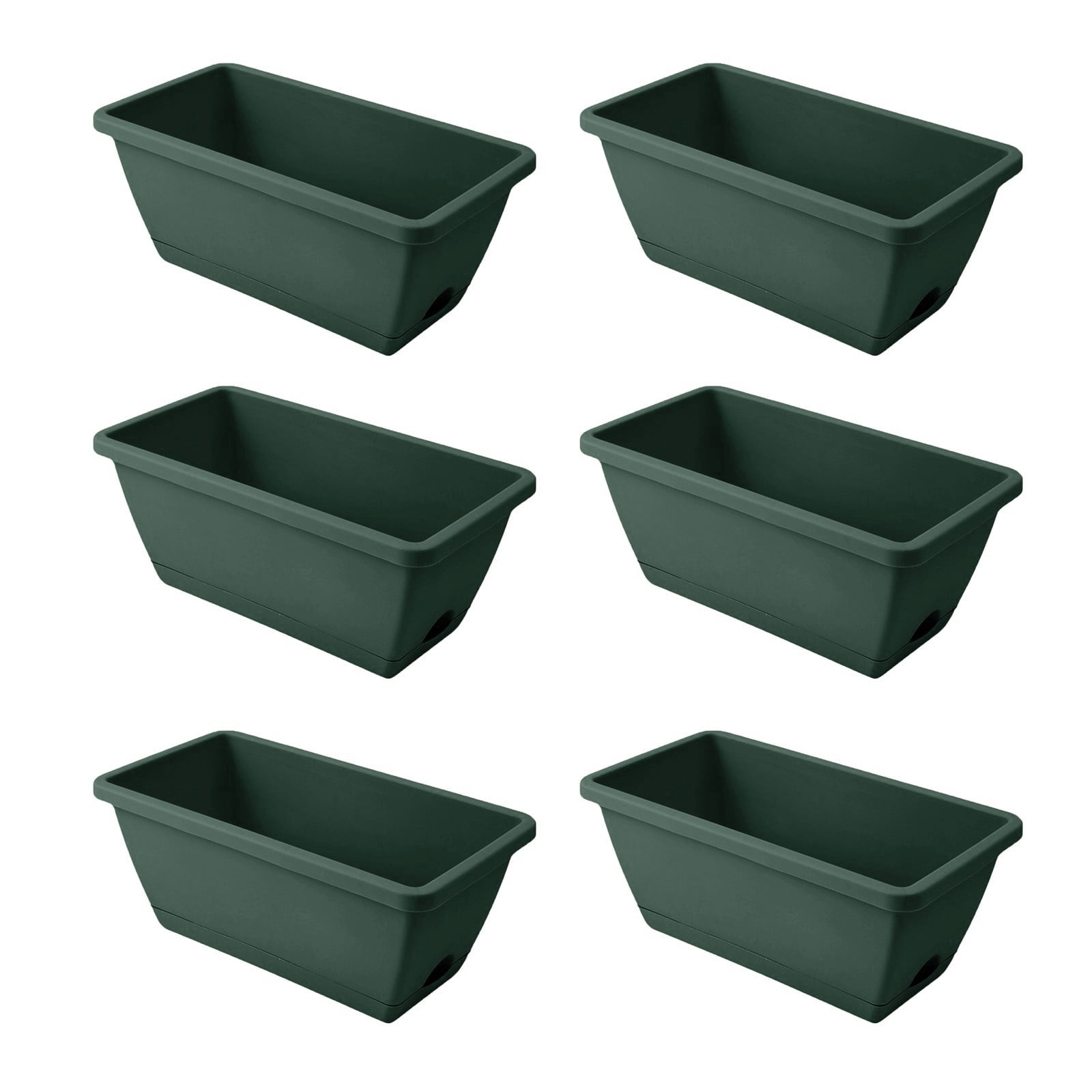 Window Boxes Planters, Rectangular Vegetable & Flower Growing Pots with Drainage Holes, Reusable Thickened Plastic Planter Box for Indoor, Outdoor Gardens, Balcony, Seedlings, and Microgreens, 6PC