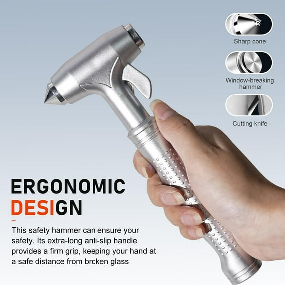 Window Breaker, Glass Breaker, Seatbelt Cutter, Window Hammer Tool Basics Emergency Rescue Tools -Silver