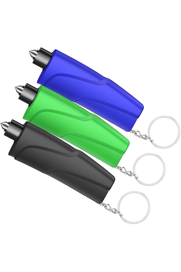 Window Breaker Seatbelt Cutter,3-in-1 Mini Glass Breaker, 3 Pack Car Escape Tool for Land and Underwater,Keychain Car Emergency Tool(Black/Green/Blue)