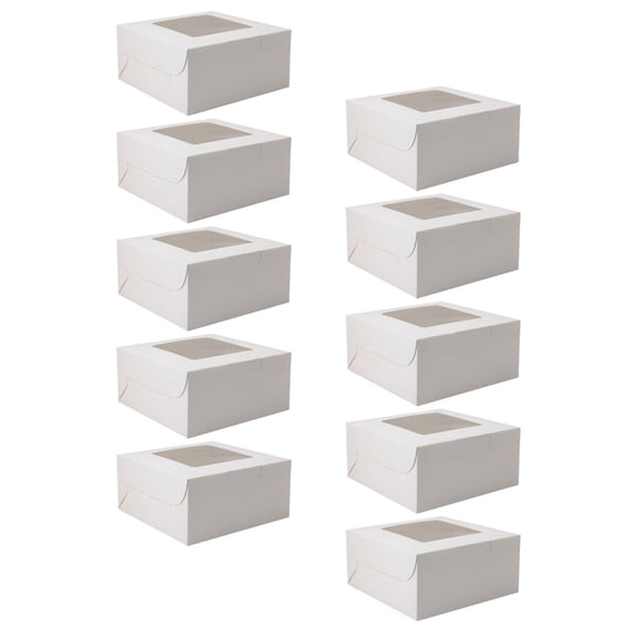 MEIBUTYUP Portable White Paper Cake Container with Handle for Events 10Pcs