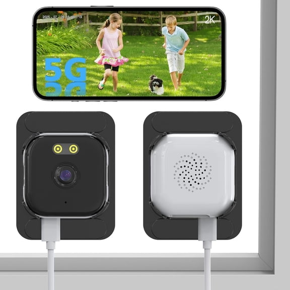 Window Camera 3MP with Anti-Reflection Tech, 5GHz/2.4GHz -Band WiFi Through-Glass Camera, No-Glare Night Vision, AI Motion Detection, 24/7 Recording, Renter-Friendly Adhesive Mount
