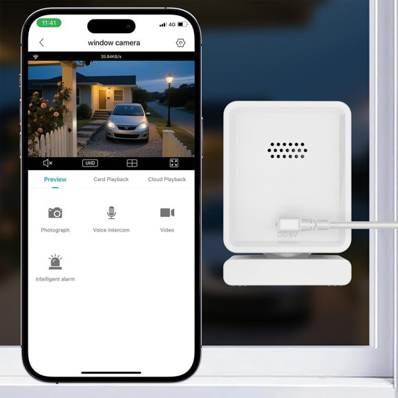 Window Camera, 3MP Indoor Cameras for with Mounting Sticker,AI Color Night Vision, Person & Motion Detection,Support 2.4GHz & 5GHz WiFi