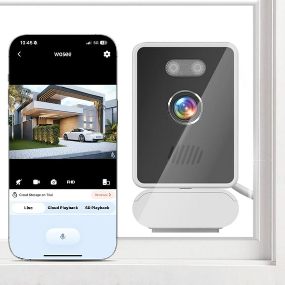 Window Camera 5MP 2K,2.4GHz & WiFi Indoor Cameras for Home Security,Dog/Pet Camera with Mounting Sticker Al Color Night Vision,Person & Motion Detection