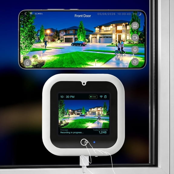 Window Camera with Screen, 3K 5MP Indoor Window Camera, AI Color Night Vision for , 2.4G&5GHz WiFi, Motion Detection, Work w/Alexa& Assistant, Dome Cameras
