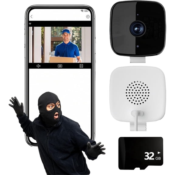 Window Camera, Wireless Security Camera Indoor Wall & Glass Mount, 2K Smart WiFi Home Security Camera with Color Night Vision, Indoor Window Mount for Home Office (Camera+32G)