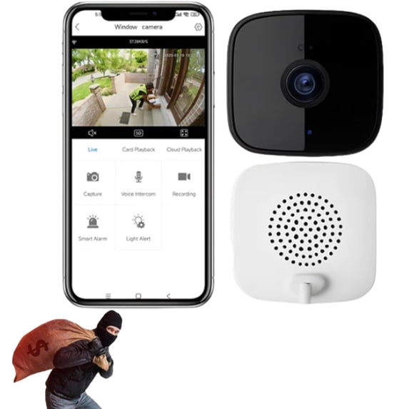 Window Camera, Wireless Security Camera Indoor Wall & Glass Mount ...