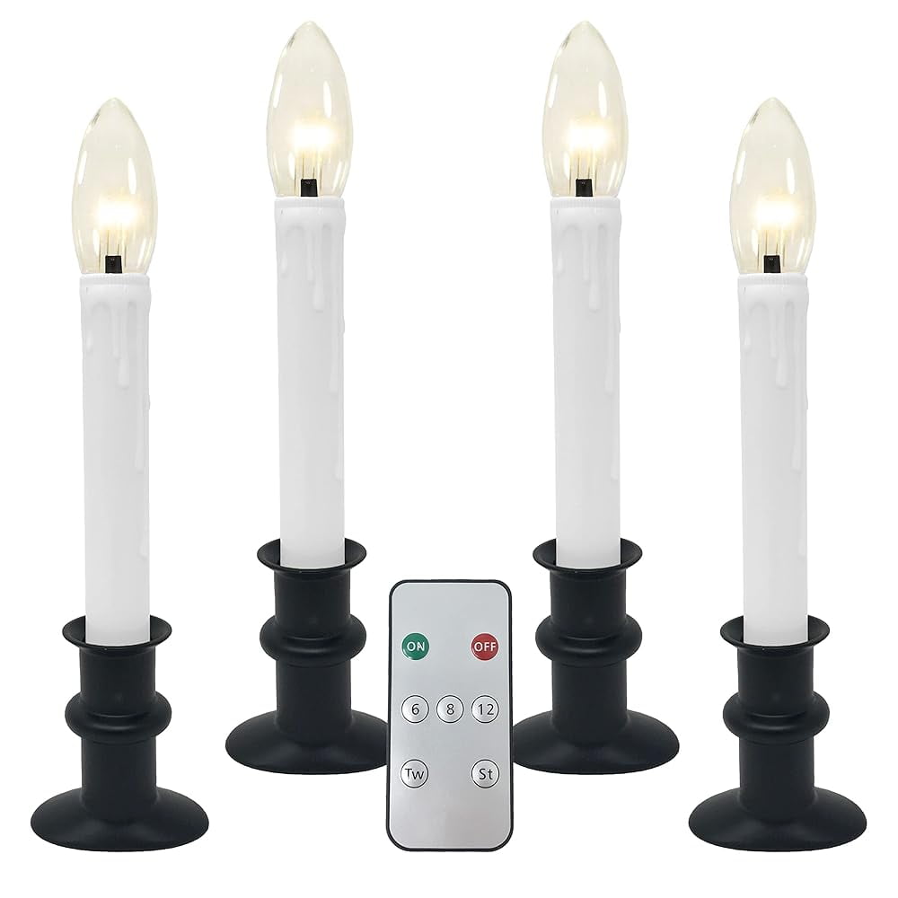 Window Candles With Timer, Control, Twinkle/Steady Light, Battery