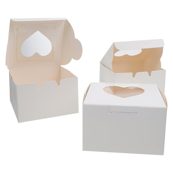 Window Candy Boxes - 20pcs White Paper Boxes with Heart-Shaped Window for Cookies, Treats, , Craft & Chocolate Packaging