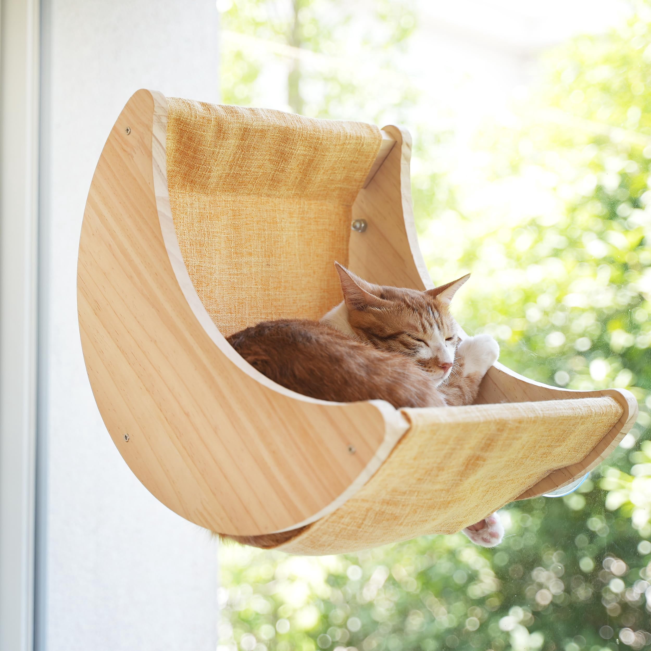 Window Cat Bed Moon Perches  Mounted With Strong Suction Cups Seat For Sleep And Watch Birds