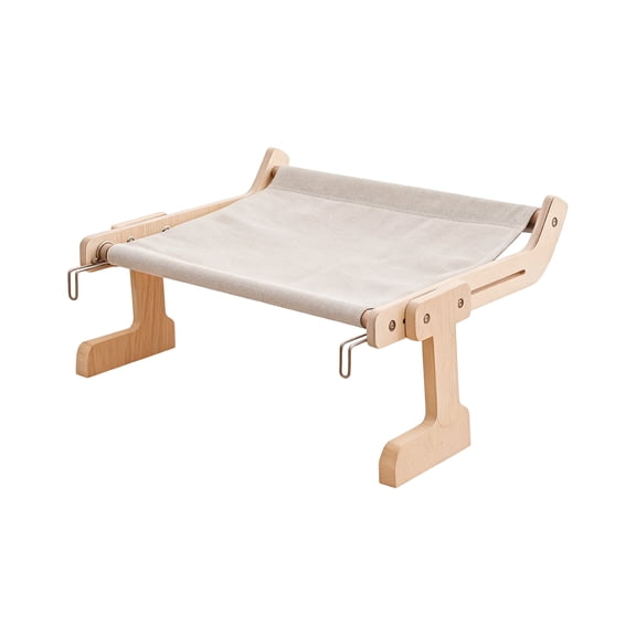 Window Sill Cat Perch, Wood Construction, Cat HammockforWindow, Beige Upholstery, 1 Pc, Apartment Friendly Mounting