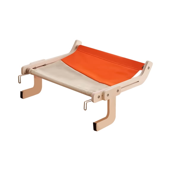 Window Cat Perch, Heavy Duty Wood Cat FurnitureforIndoor Cats, Hanging Cat BedforWindow, Orange Fabric 1 Pc