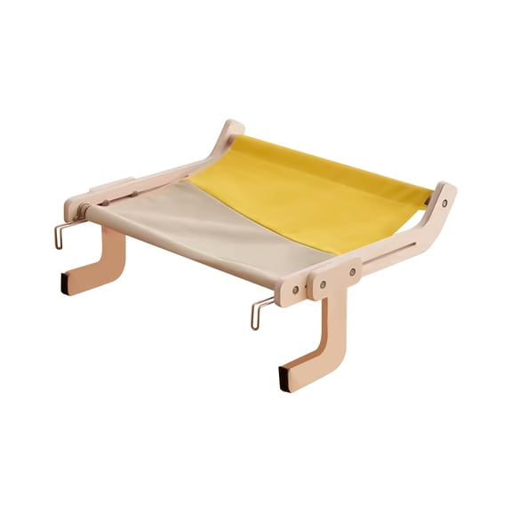 Window Cat Perch, Solid Wood Construction, Easy Install, Window PerchforCats, Inside Living Space, Beige Yellow