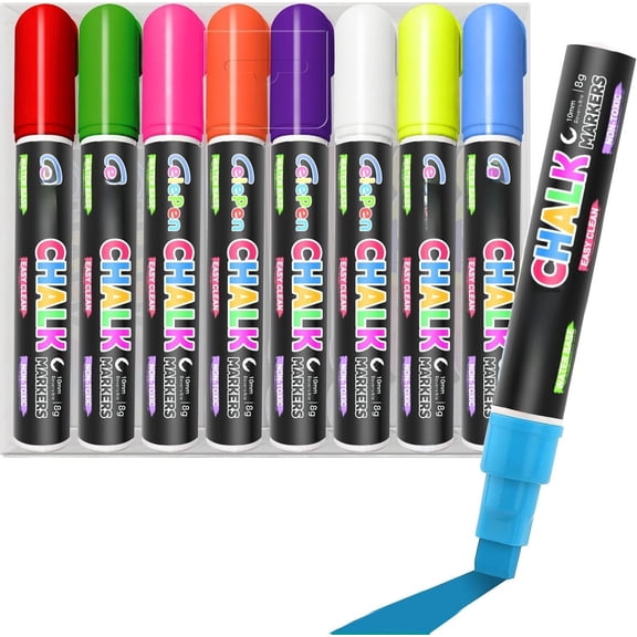Window Chalk Markers for  Glass Washable, 8 Colors  Liquid Chalk Marker Pens with 10mm 3 in 1 Nib Wide Tip, Chalkboard Markers  Window  Pen for , Mirror, Poster