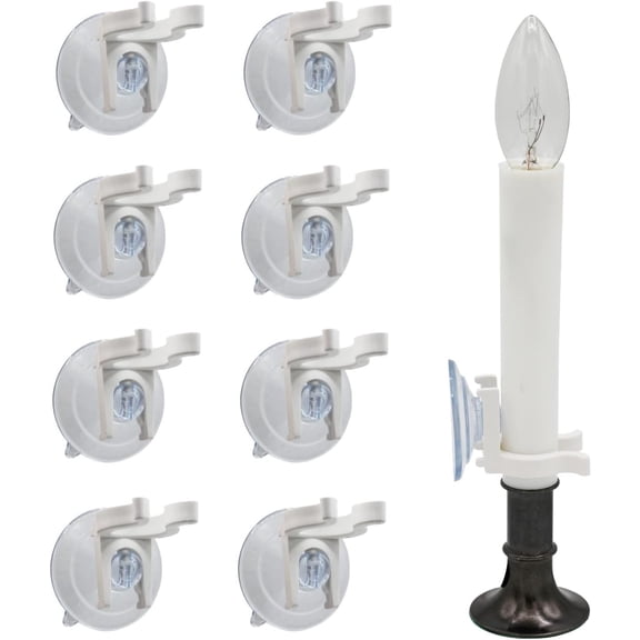 Window Clamps with Powerful Suction, Holder for Electric Candles, Ideal for Small Windows and Festive Decorations - Made in the USA | 16 Count