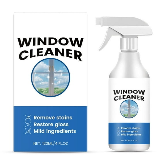 Window Cleaner 4oz Spray with Blue Scent for Streak-Free Glass, Easy Application for Mirrors and Windows, Ideal for Home Cleaning