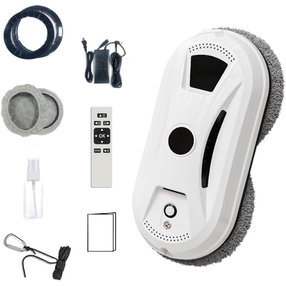Window Cleaner Robot, 2800Pa Suction Automatic Window Cleaning Robot with 10pcs Cloths, Edge Detection & Anti-Drop Protection, Remote Control & 3 Cleaning Modes, Glass Vacuum Cleaner for Home