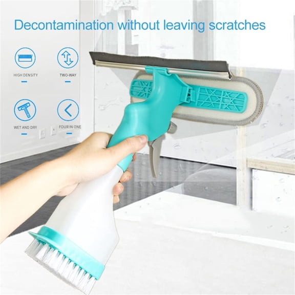 Window Cleaner Squeegee, Shower Scrubber For, 9 in Scrub Head, Glass Surfaces, Home Bathrooms, Clear Turquoise, 1 Pc