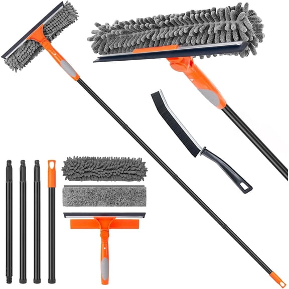 Window Cleaner Tool for , 59.5''  Kit for  Windshield, Shower Door, Mirror Cleaning, 2 in 1 Outdoor Glass Washer with Extension Pole