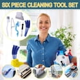 thumbnail image 1 of Window Cleaning Brush Set 6 Piece, Multi Function Tool for Track Gap, Nylon Bristle with Hanging Holes, Sponge Dustpan Blind Brush Combo and Durable Polypropylene Handle, 1 of 9