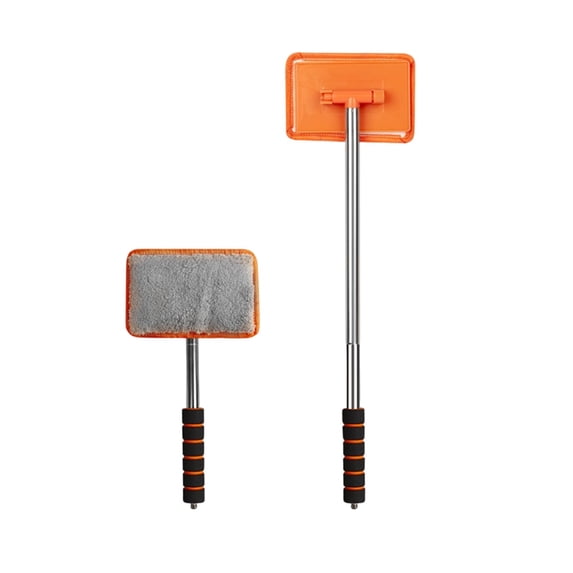 Window Cleaning Brush With Telescopic Aluminum Handle And Microfiber Head For Car And Household Glass Cleaning
