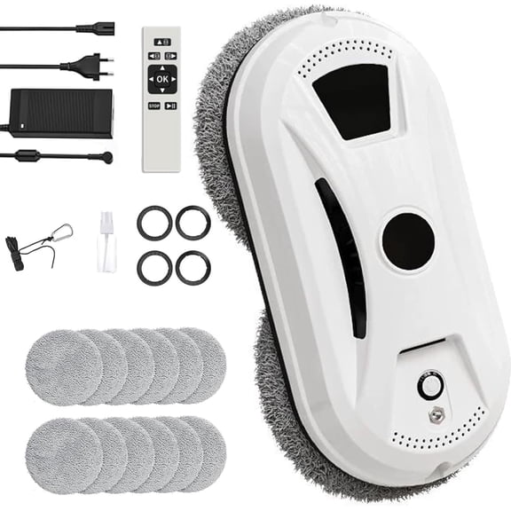 Window Cleaning Robot, 2800Pa Suction, Dual Spinning Pads, AI Smart Path, Edge Detection, Robot Window Cleaner Inside/Outside, Remote Control for Windows, Mirrors & Tiles (1 Set)
