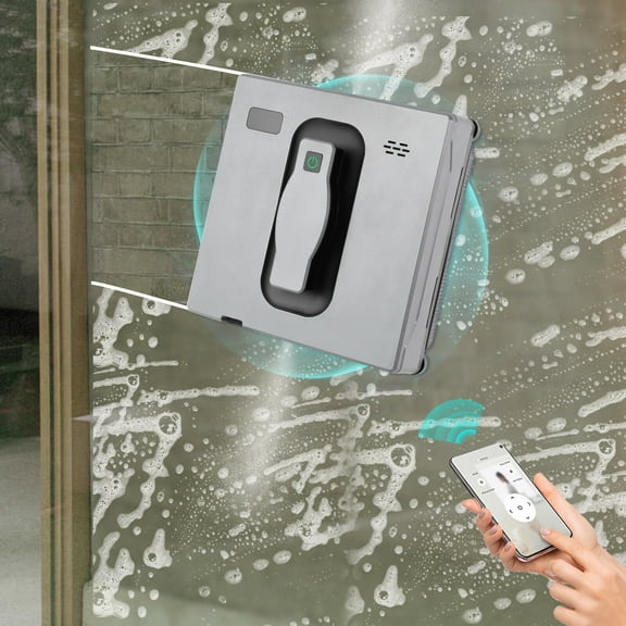 Window Cleaning Robot, Automatic Window Vacuum Cleaner 2500Pa Suction, Dual Ultrasonic Spray APP & Remote, 3 Path Modes for HighRise, Home, Office
