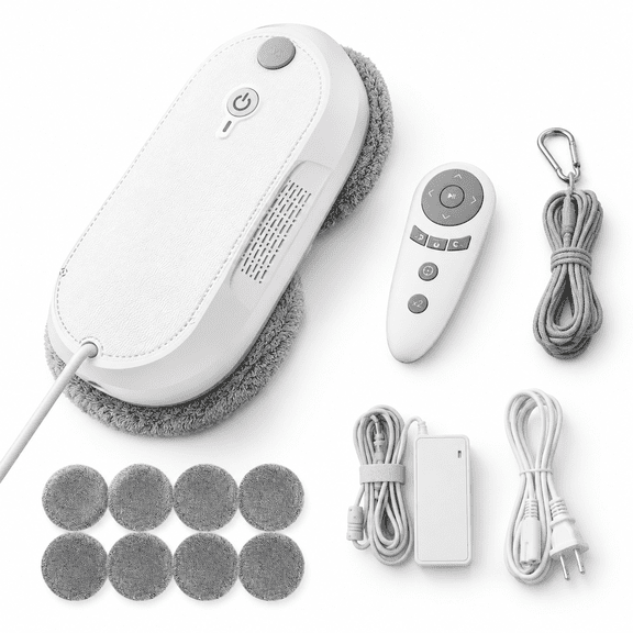 Window Cleaning Robot with Dual Auto-Spray for High-Rise Smooth Surfaces, White-Gray