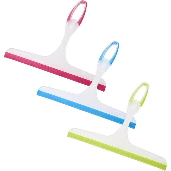 Window Cleaning Shower Glass Squeegee Small Squeegee for Shower Glass Door for Car Windshield Cleaner Tool Shower Door Window Cleaner - Mirror Cleaner Shower Squeegee (Blue+Hot Pink+Green)
