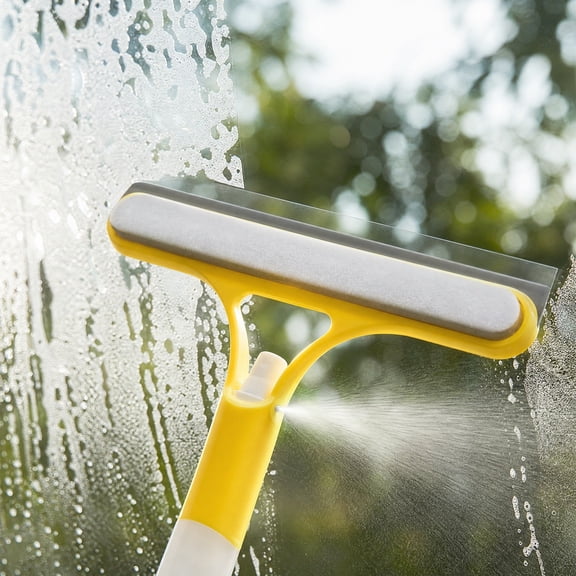 Window Cleaning Squeegee, Glass Cleaner Tool, Spray Wiper 3-In-1 Multifunctional Scrubber For Mirror Shower Window