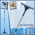 thumbnail image 1 of Window Cleaning Tool 26cm Squeegee, Telescopic 102-136cm Pole for High Rise, Wet Dry Dual Use with Flexible Joint, Fiber Cloth Scrubber and Detachable Handheld Design, 1 of 9