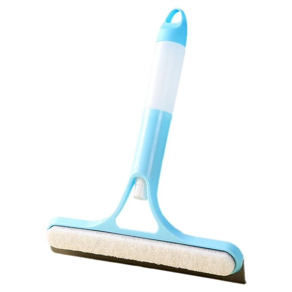 Window Cleaning Tool with Spray Bottle, Squeegee and Scrubber for Glass Shower Doors, Mirrors, and Car Windshield, Portable All-Purpose Cleaner Kit for Indoor and Outdoor Use, 1Pcs (Blue)