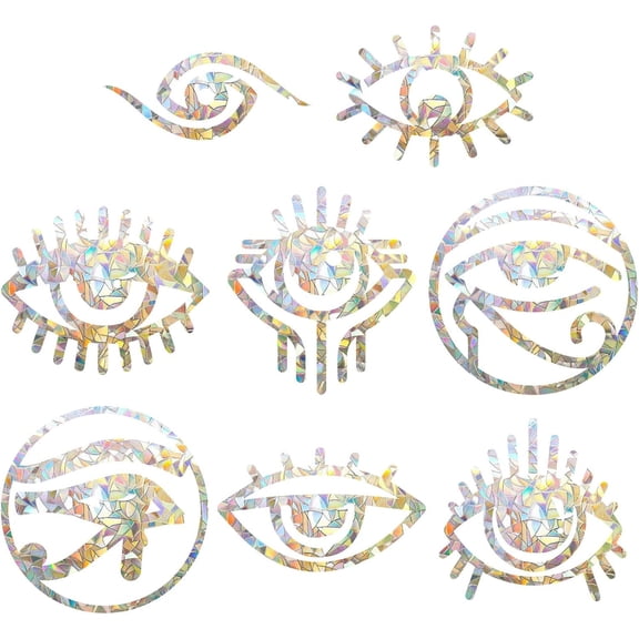 Window Clings Anti Collision Rainbow Window Glass Alert Stickers forBirds Strike Eye of Horus Decals Non Adhesive Prismatic Vinyl Film