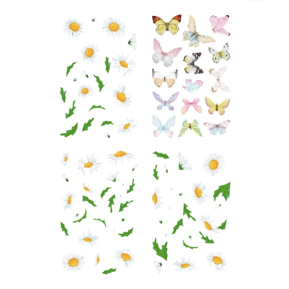 Window Clings for Glass Windows Yellow White Daisy Butterfly Spring Summer Wildflower Static Window Stickers Anti-Collision Double-Sided Decals for Home Decor 4pcs Reusable Glass Clings,A