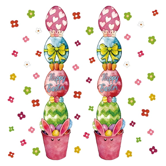 Window Clings Static PVC Window Stickers Cartoon Egg Glass Decals Removable Holiday Window for Home