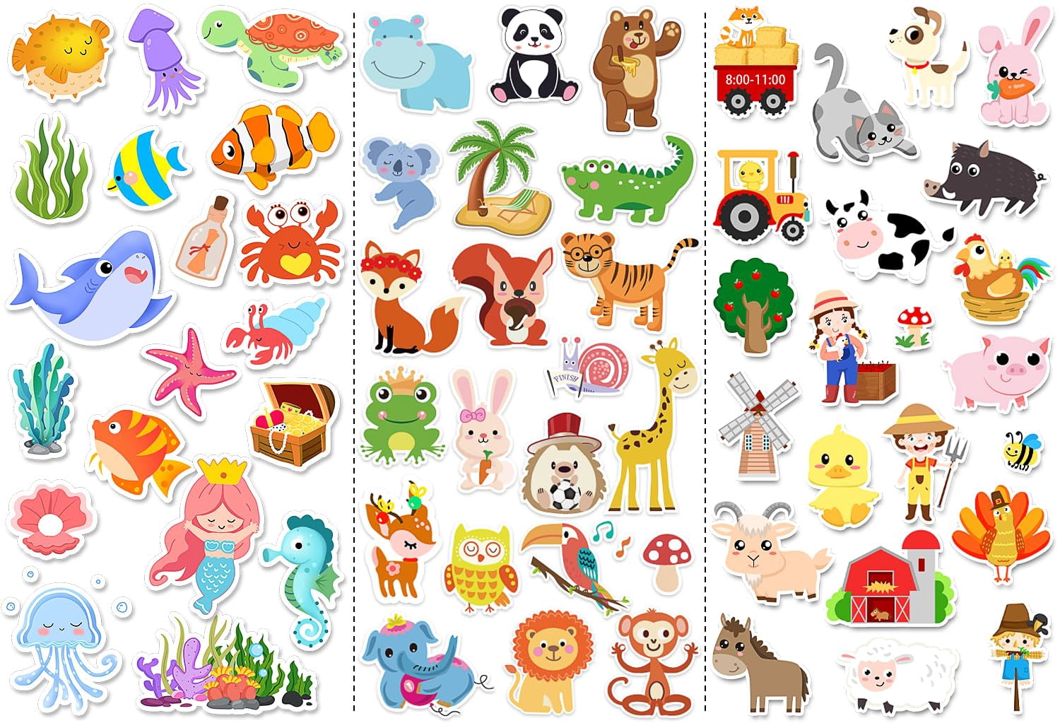 Window Clings Stickers For Gel Decals Thick And Adults Classroom Home Airplane Birthday Party Supplies (farm+animal+sea)