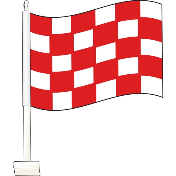 SSWBasics Window Clip On Flag - Checkered Red/White - 14 3/4"W x 11"H - Set of 2