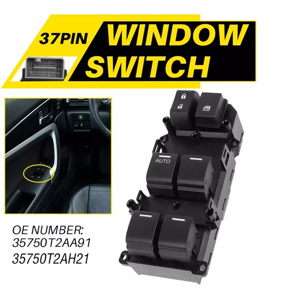 Window Control Switch 35750-T2A-H21 For Honda Accord Sedan 2013-16 Front Driver