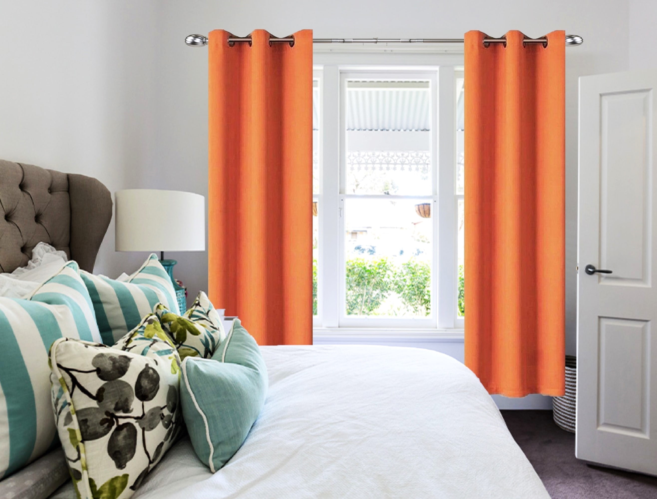 Window Curtain Blackout Room Darkening K68 brick color thermal drapes for bedroom living room closet door noise reducing 37" inch wide X 63" inch long 2 panels