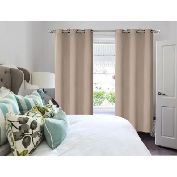 Gorgeous Home Linen Window Curtain Blackout Room Darkening Taupe Thermal for Bedroom/Living room/Closet 37" inch wide X 63" inch long 2 panels