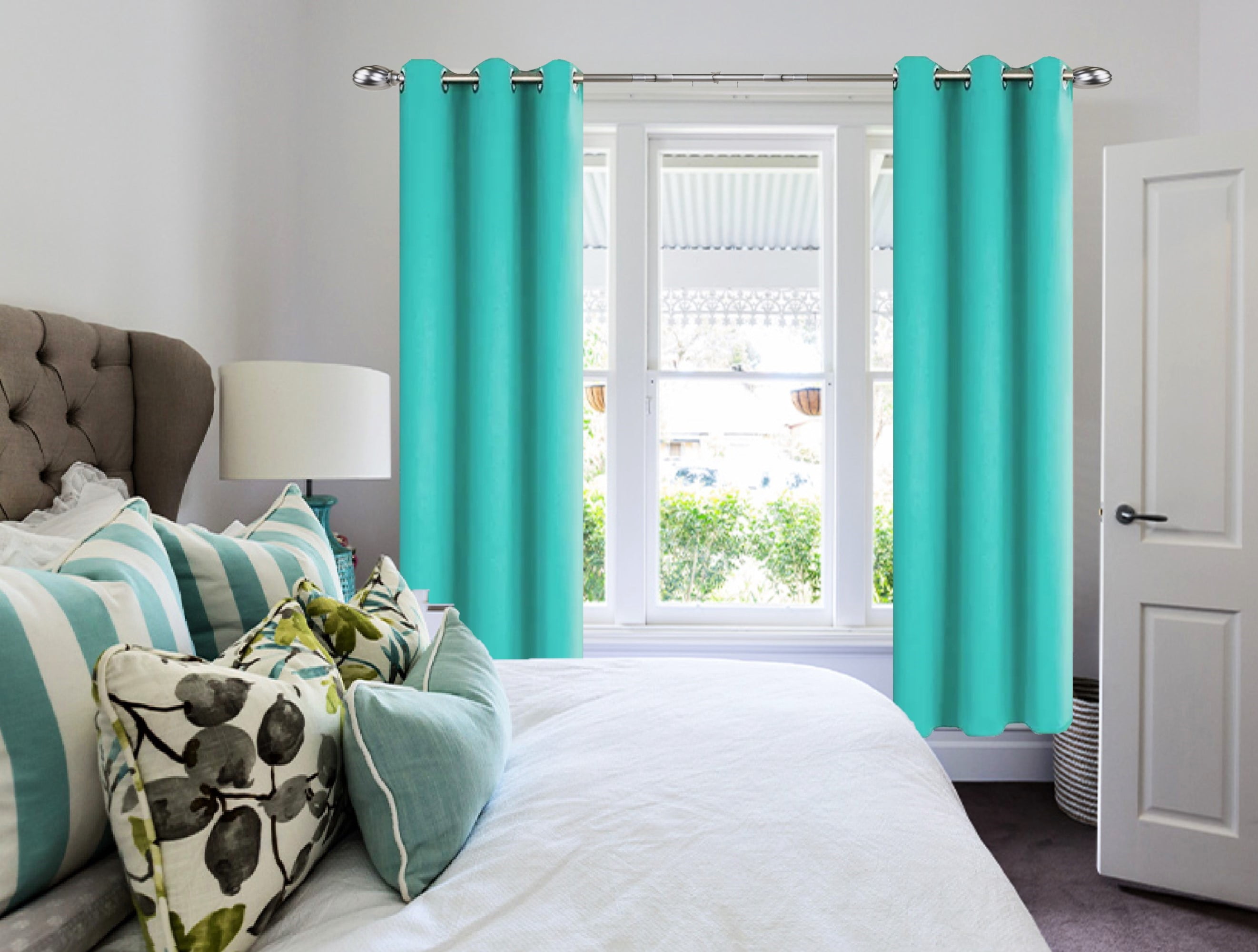 Window Curtain Blackout Room Darkening K68 teal color thermal drapes
