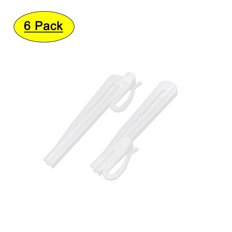 Window Curtain Drape Plastic Adjustable Clip Hooks Tape 84mm Long White 6pcs