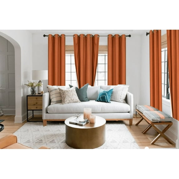 Window Curtain Drapes for Bedroom set of 2 Panels Lined Blackout Full Room Darkening Grommets Brick 108" Length Adam