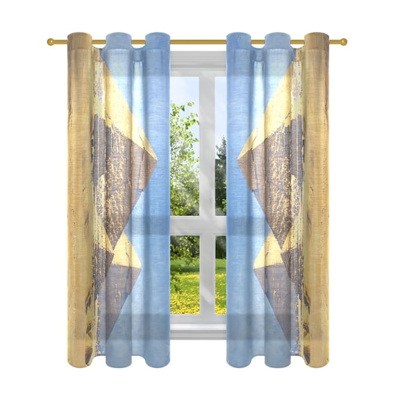Window Curtain Panels Cotton And Linen Decorative Curtains - Symmetrical Window Shade The Pyramids Backdrops for Home Office Sunroom Country House