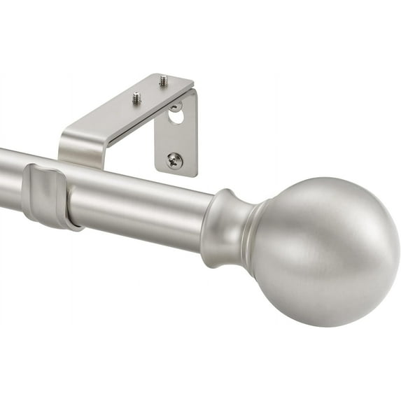 Window Curtain Rods 72 to 144 Inches, 1 Inch Diameter Adjustable Drapery Rod, Decorative Heavy Duty Curtains Rod with Fancy Round Finials for Living Room, Bedroom, Patio, Brushed Nickel