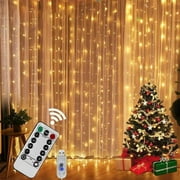 Window Curtain String Light, 300 Waterproof LED Twinkle Lights, 8 Modes Fairy Lights USB Remote Control Lights for Christmas Bedroom Party Wedding Home Garden Wall Decorations(9.9x9.9 Ft)