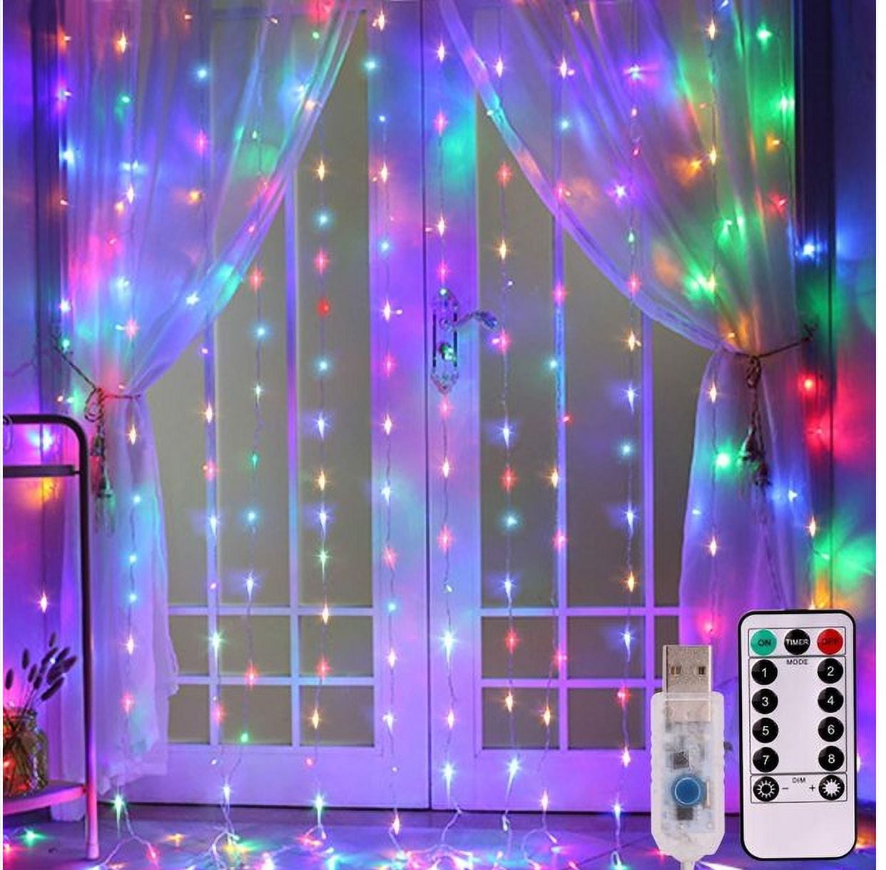 Window Curtain String Lights, 3mx3m 300 LED 8 Lighting Modes Fairy
