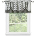 thumbnail image 1 of Window Curtain Valance, Double Layer Geometric Design with Plaid Gingham Circles, Cuff Tab Top Valance, Farmhouse Decor, 58" W x 14" L, 1 of 3