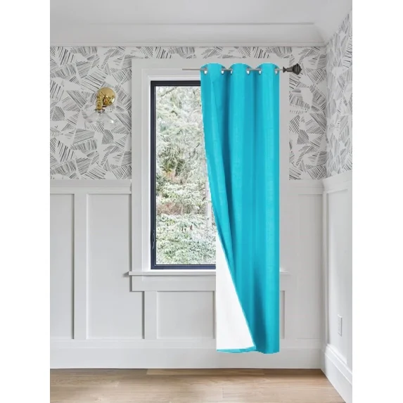 Gorgeous Home Linen 1 Panel Blackout Window Curtain Bronze Grommets 37" Wide x 95" Length Aqua Blue