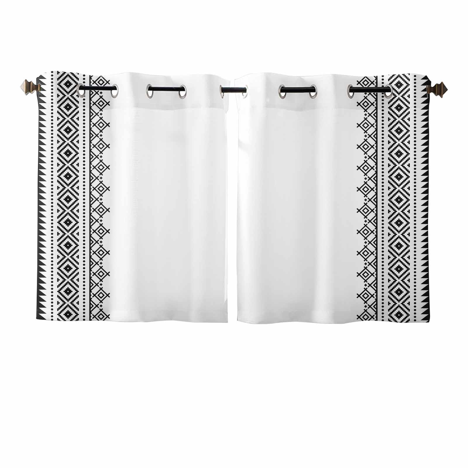 Window Curtains 2 Panels Black White Farmhouse Boho Style Window